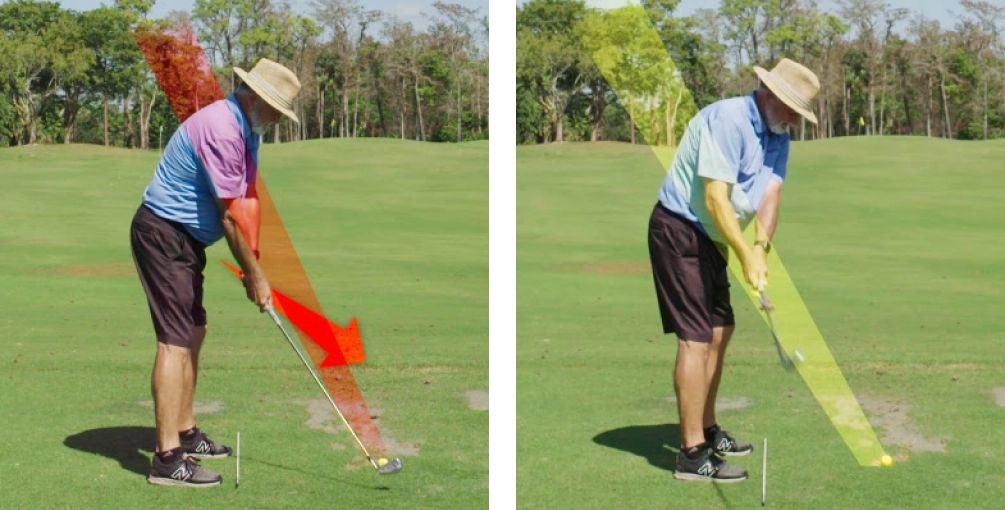 Golfer wrong way vs right way