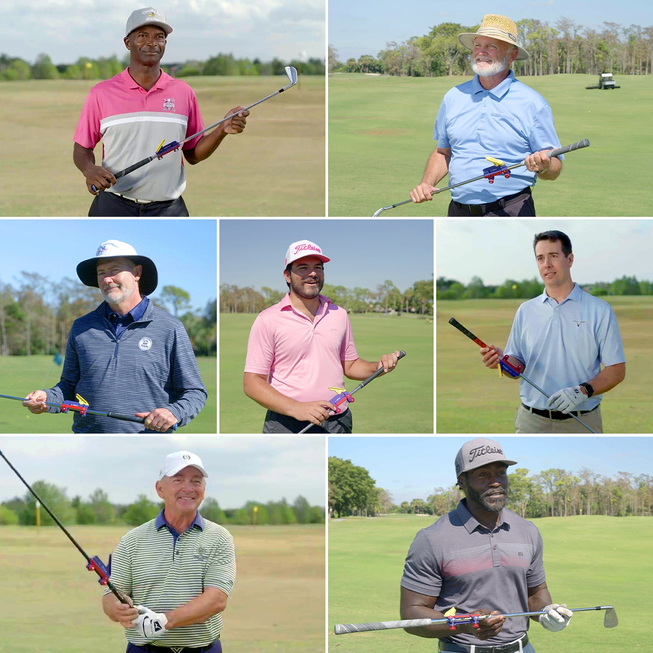 Collage of golfers holding The SF1