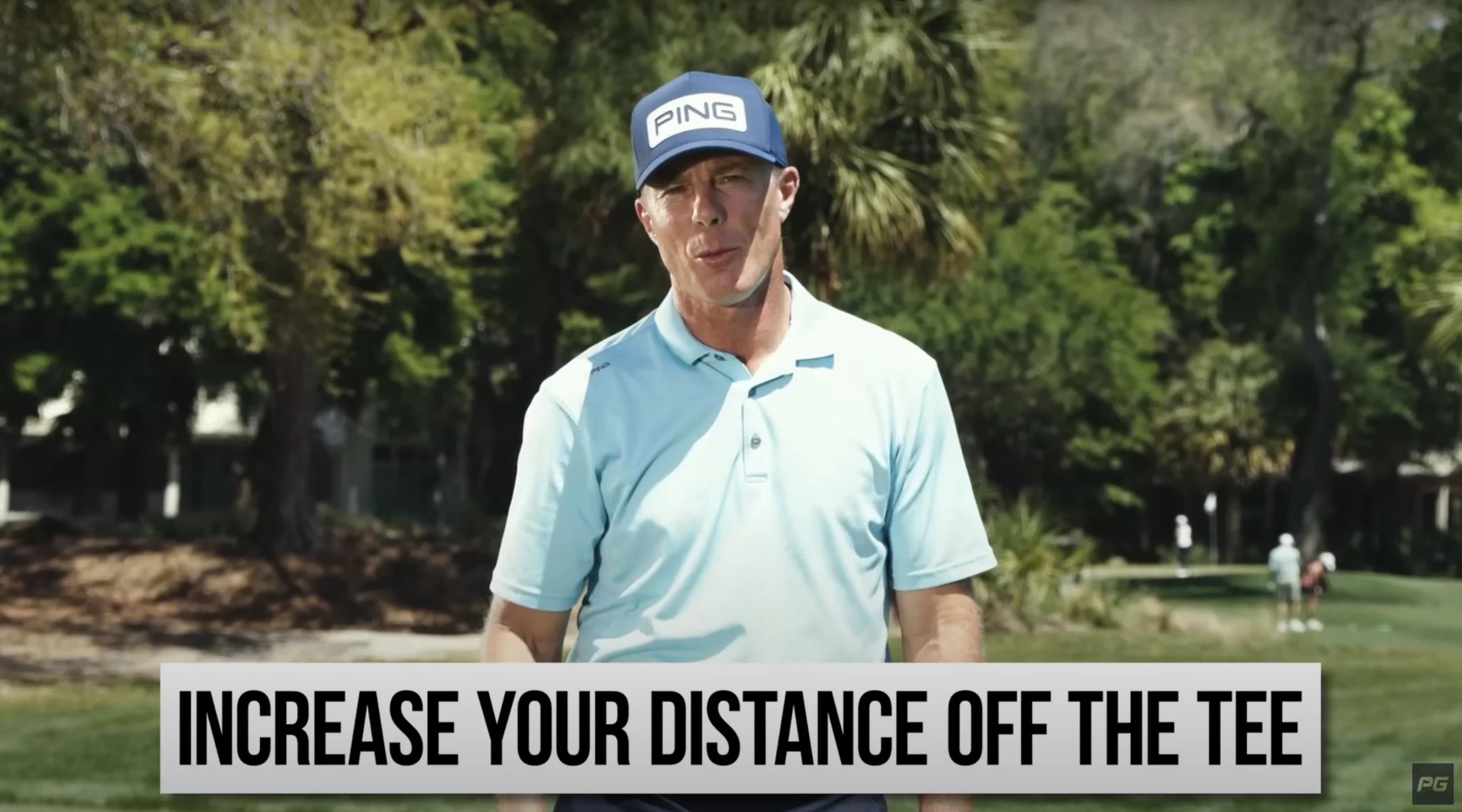 Golf Coach Andrew Rice on the golf course showcasing how to increase distance off the tee.