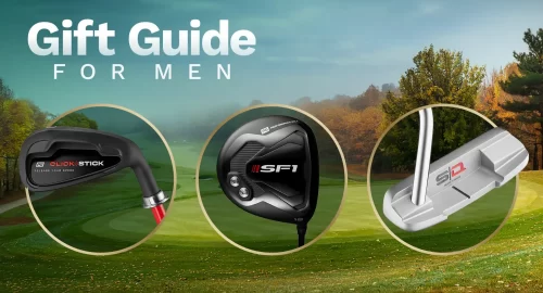 Various Performance Golf training aids featured with a background of the golf course.