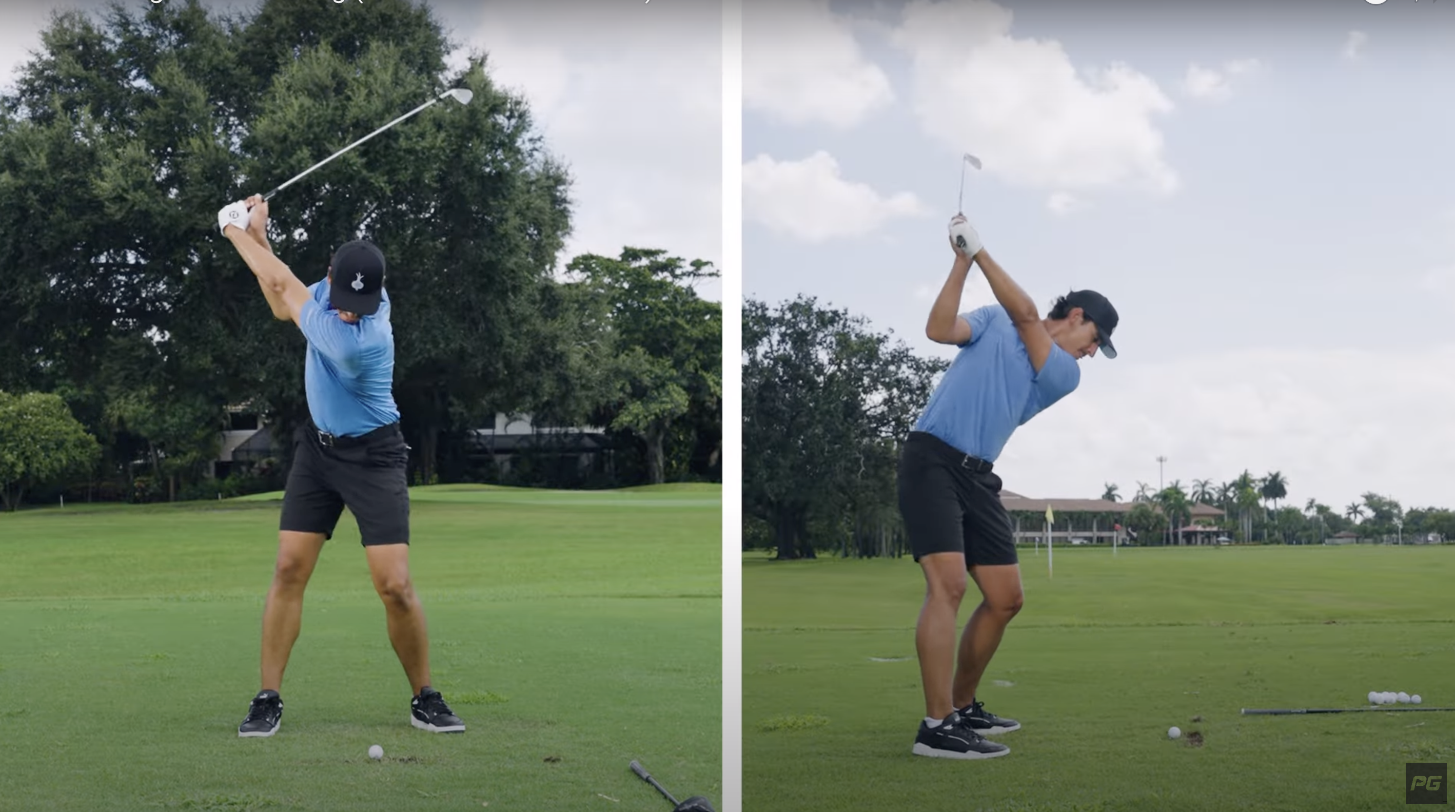 JT Thomas in a Performance Golf YouTube video showcasing the difference between a driver golf swing and an iron golf swing.