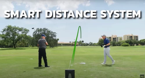 Performance Golf coach Andrew Rice shares his distance secrets with a senior golfer to improve distance on the golf course in a golf lesson.